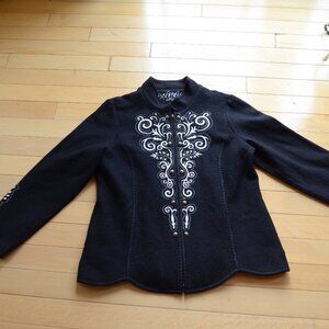 Icelandic Design Kiska Boiled Wool Jacket - Embroidered Women Size XL